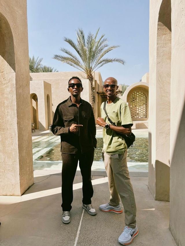 Nasir Hassan with Sir Mo Farah in the UAE